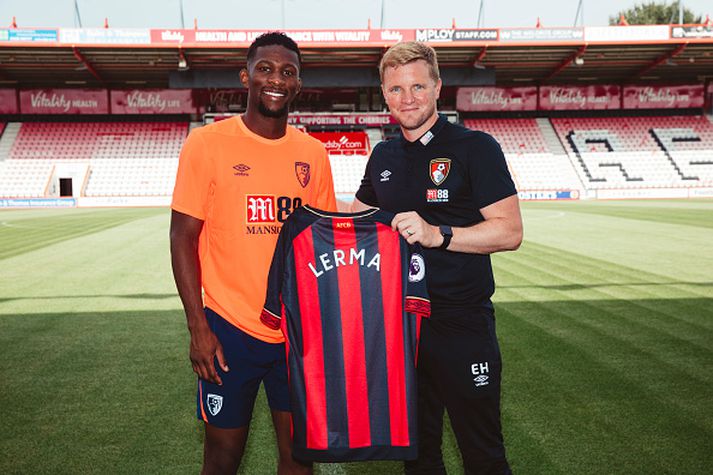 Jefferson Lerma ásamt Eddie Howe, stjóra Bournemouth