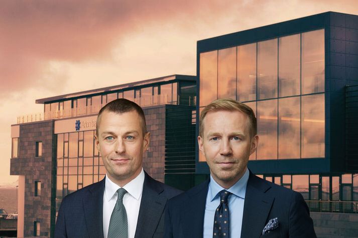 Ólafur Hrafn Höskuldsson, fjármálastjóri Arion banka, og Benedikt Gíslason, bankastjóri.