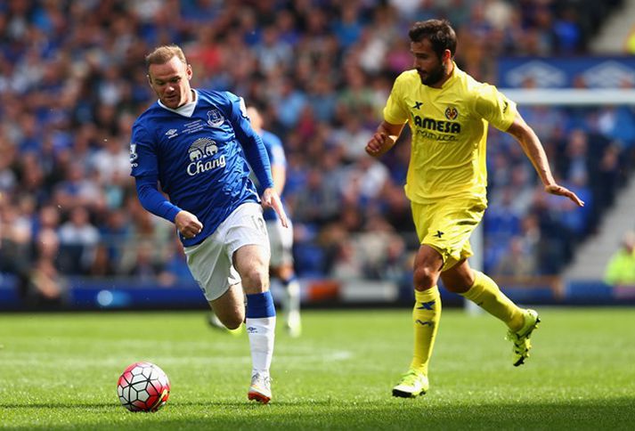 Rooney í búningi Everton í góðgerðaleik Duncans Ferguson.