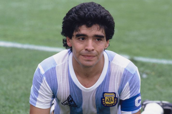 Diego Maradona á HM 1986 þegar stjarna hans skein skærast.