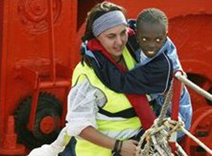 Eitt barnanna sem bjargaðist.