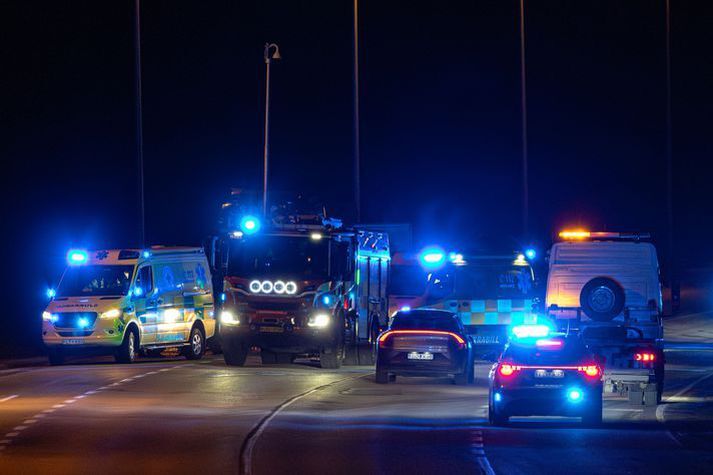 Viðbragðsaðilar á vettvangi slyssins.