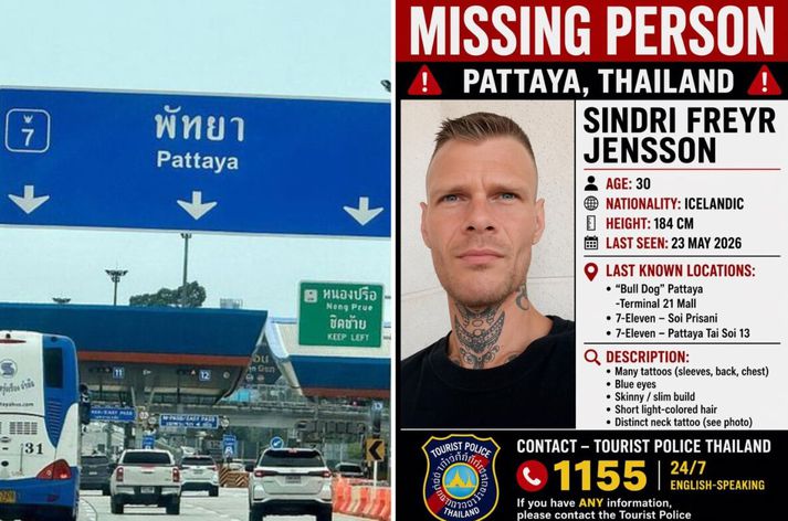 Sindri sást síðast í Pattaya.
