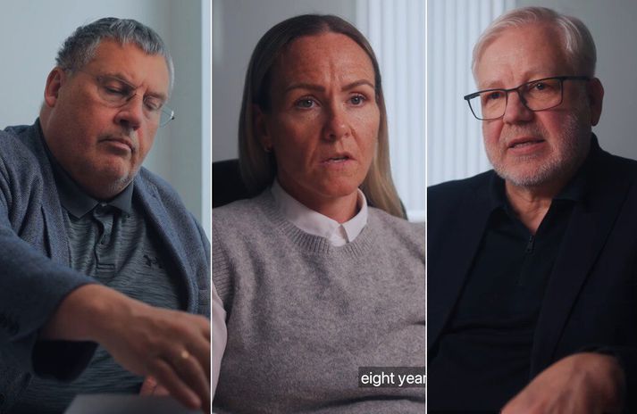 Ólafur Þór Hauksson héraðssaksóknari, Hulda Sigríður Guðmundsdóttir, yfirlögreglufulltrúi hjá embætti héraðssaksóknara, og Heiðar Þór Guðnason, sérfræðingur í stafrænum rannsóknum hjá embætti héraðssaksóknara, ræða notkun hugbúnaðar Cellebrite í kynningarmyndbandi fyrirtækisins.