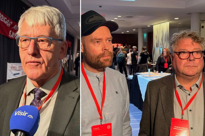 Finnbjörn Hermannsson, fráfarandi forseti Alþýðusambands Íslands. Til hægri eru þeir sem eru nú í framboði til formanns þeir Arnaldur Grétarsson og Georg Páll Skúlason.