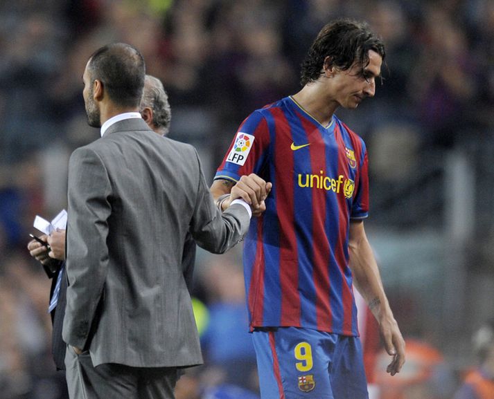 Pep og Zlatan voru ekki miklir vinir hjá Barcelona árið 2009.