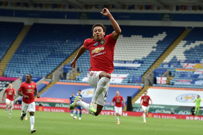 Lingard fagnar langþráðu marki.