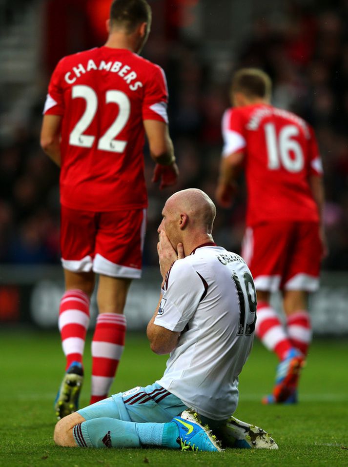 James Collins fékk dauðafæri seint í leiknum en skaut hátt yfir markið.