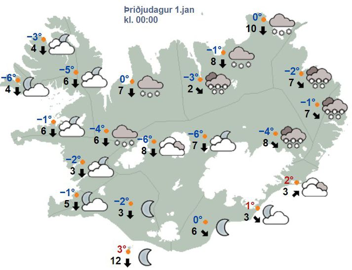 Spáin fyrir áramótin eins og hún birtist á vef Veðurstofu Íslands.