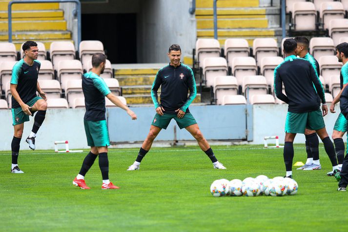 Cristiano Ronaldo á æfingu með portúgalska landsliðinu.
