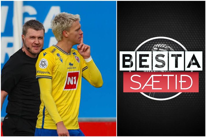Adam Ægir Pálsson sussar hér á stuðningsmenn Vals um helgina. Hann sussaði ekki mikið eftir leik.