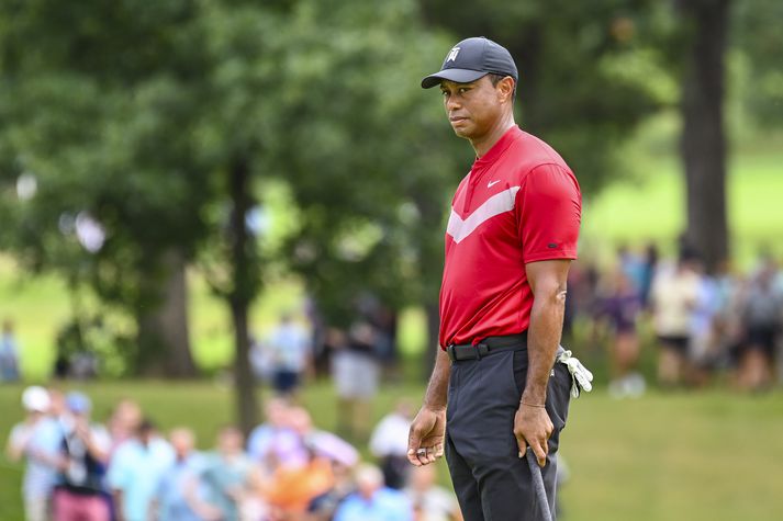 Tiger í síðasta golfmóti sem hann tók þátt í. Næsta mót hans verður í fyrsta lagi í október.