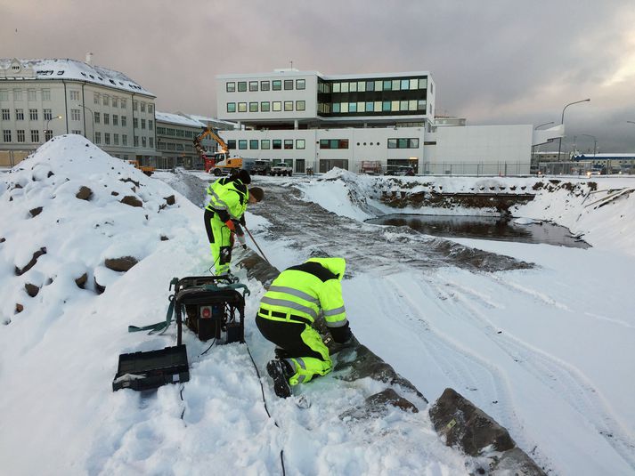 Tæp tvö ár eru liðin síðan hafnargarðarnir voru fjarlægðir stein fyrir stein. Eigandi Hafnartorgs telur sig hafa orðið fyrir tjóni.