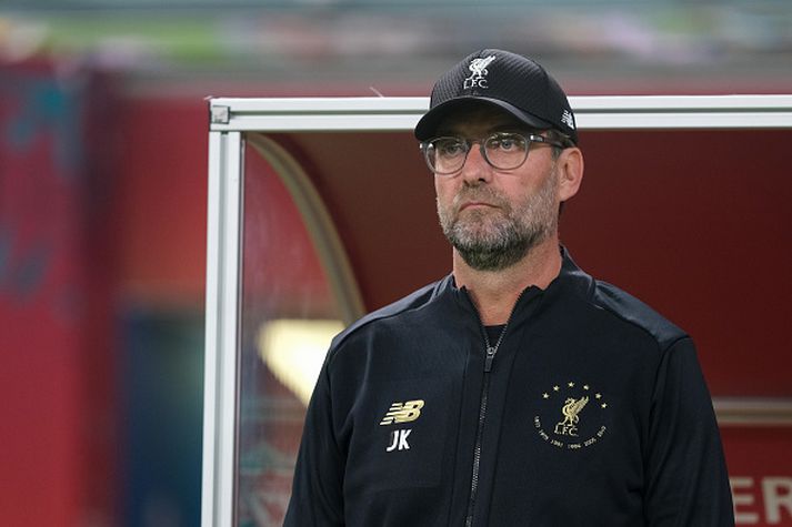 Klopp á hliðarlínunni í leiknum í dag.