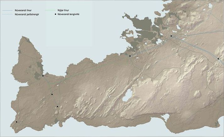 Helguvík Reiknað er með að framkvæmdir hefjist í sumar, fáist leyfi fyrir þeim, og standi yfir næstu tvö ár. Fyrsta áfanga álvers í Helguvík fylgja framkvæmdir á línum upp á 9,3 milljarða króna.