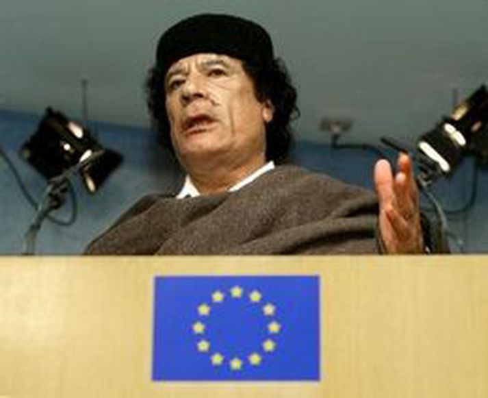 Muammar Gaddafi er varla hress með soninn.