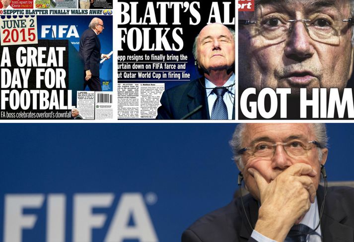 Englendingar fagna brotthvarfi Blatters.