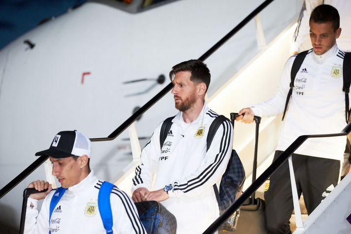 Messi við komuna til Moskvu