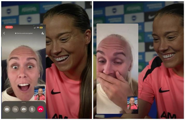 Brighton & Hove Albion sýndi símtal Fran Kirby við Maríu Þórisdóttur á miðlum sinum.