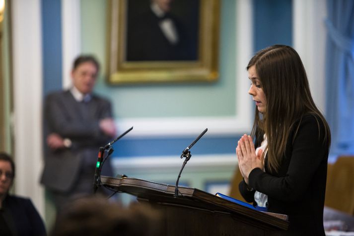 Katrín Jakobsdóttir forsætisráðherra í ræðustóli á Alþingi.