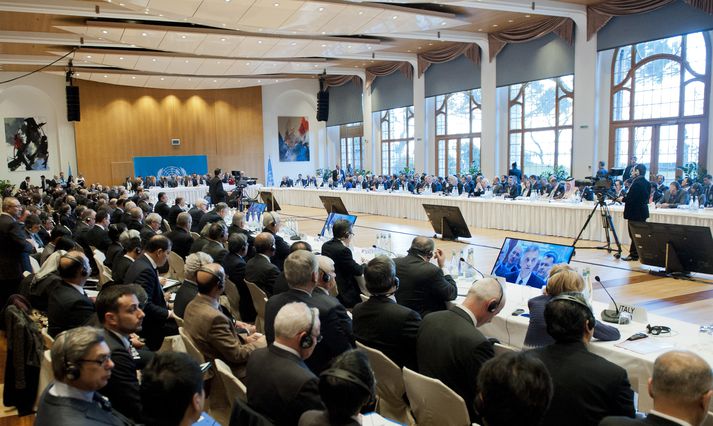 Fulltrúar Sýrlandsstjórnar og fulltrúar stjórnarandstæðinga eru mættir á ráðstefnuna.