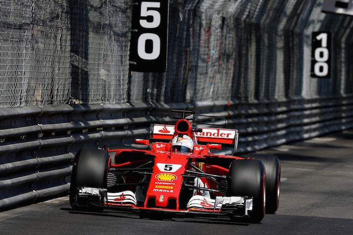 Sebastian Vettel vann keppnina í dag.