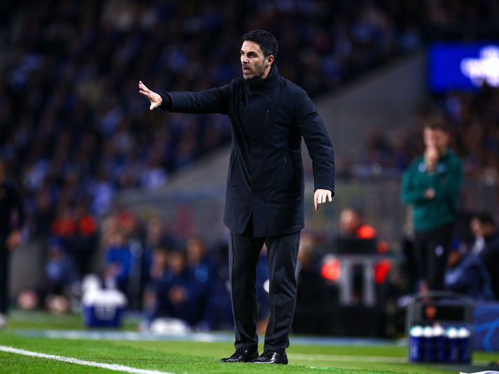 Mikel Arteta á hliðarlínunni í kvöld.