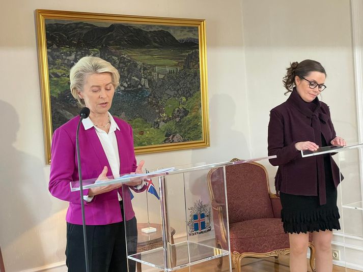 Ursula von der Leyen og Katrín Jakobsdóttir eru sammála um mikilvægi réttlætis þegar kemur að friðarumræðum.