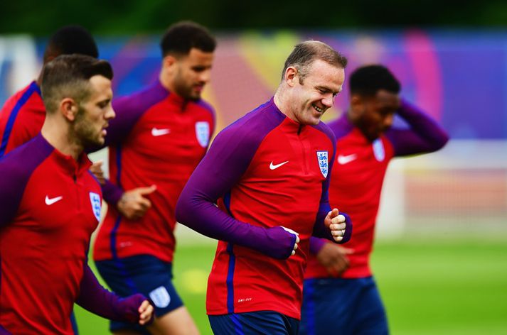 Rooney á æfingu í Frakklandi.