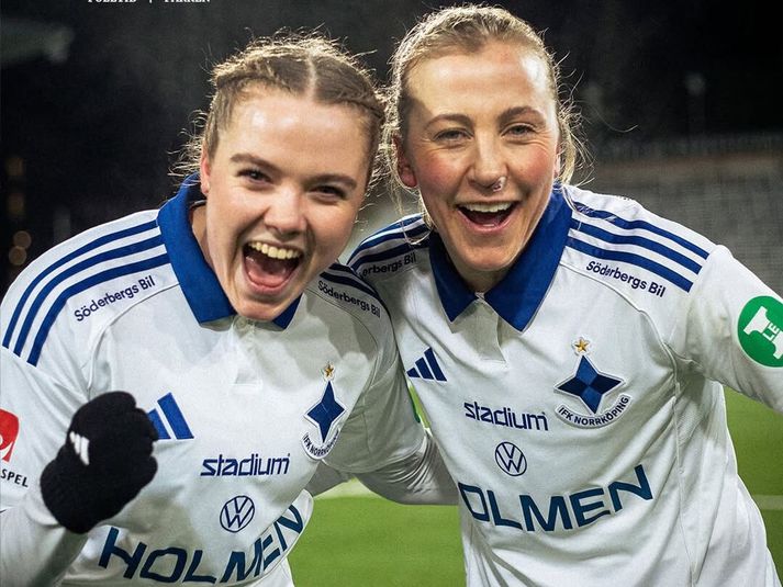 Sigdís Eva Bárðardóttir var auðvitað glöð eftir að hafa tryggt Norrköping sigur í dag.