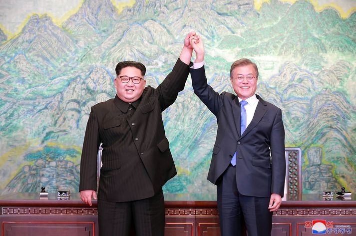 Kim Jong-un og Moon Jae-in.