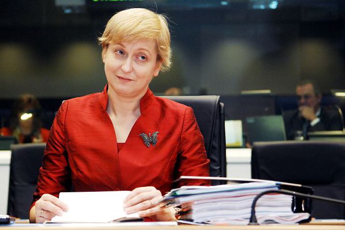 Anna Fotyga, utanríkisráðherra Póllands, á fundinum í Lúxemborg í gær.