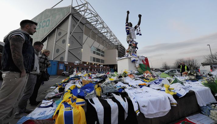 Fyrir utan Elland Road, heimavöll Leeds, í dag.
