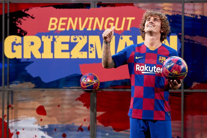 Antoine Griezmann var kynntur til leiks hjá Barca í gær