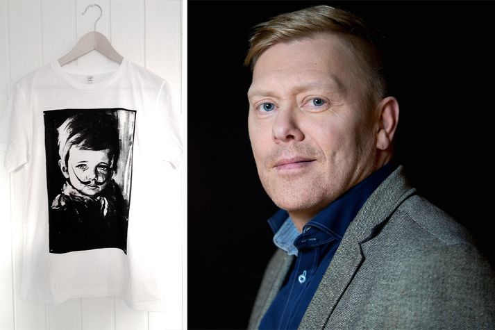 Jón Gnarr teiknaði skegg Salvador Dali á Drenginn með tárið.