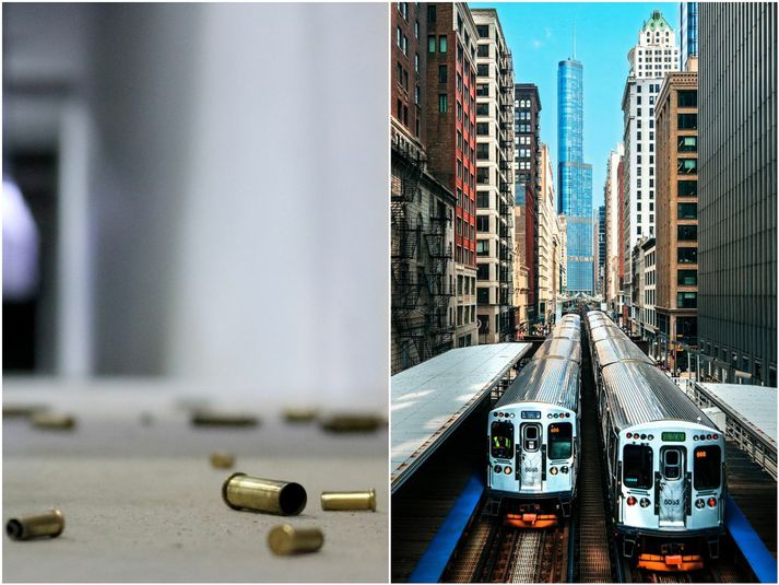Þrettán skothylki fundust á vettvangi í Chicago-borg.