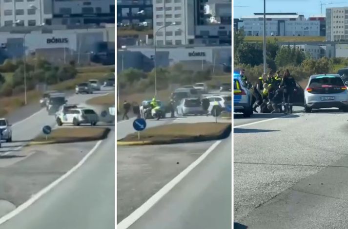 Ökumaðurinn gistir nú fangageymslu lögreglu. 