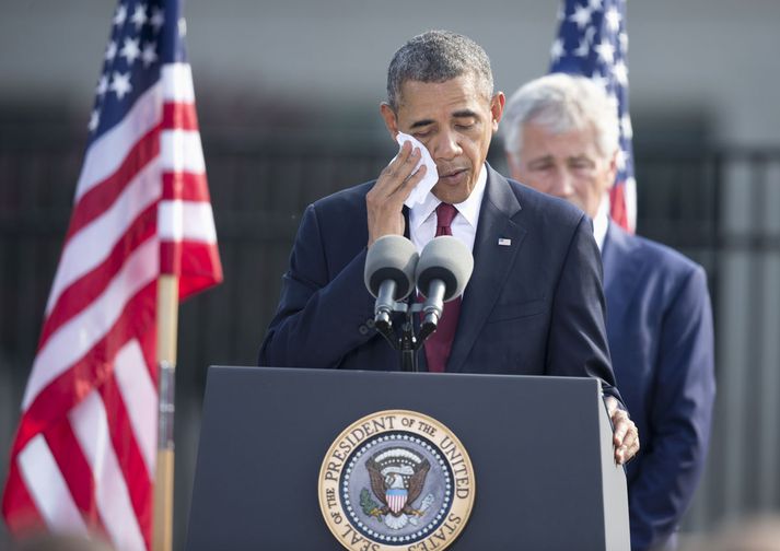 Barack Obama hélt ræðu í dag, 12 árum frá því að ráðist var á Bandaríkin þann 11. september.