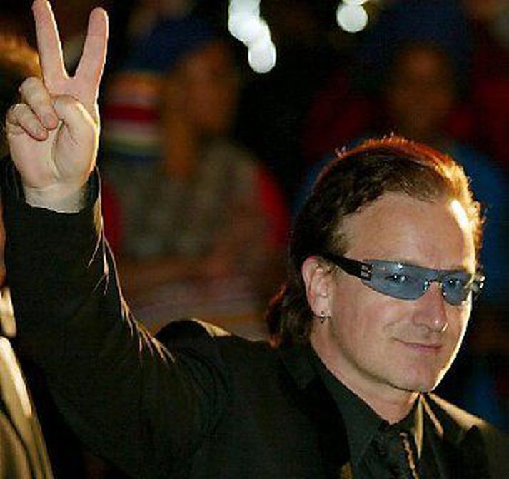 U2 voru á meðal gesta á tónleikum Sigur Rósar.