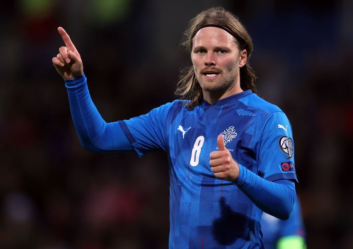 Birkir Bjarnason skoraði mark Íslands í dag.