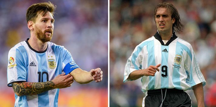 Markvarðahrellarnir Messi og Batistuta.