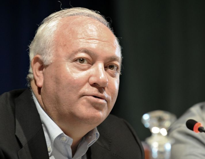Miguel Angel Moratinos, utanríkisráðherra Spánar, í fundi í Marakkó í byrjun ágústmánaðar.