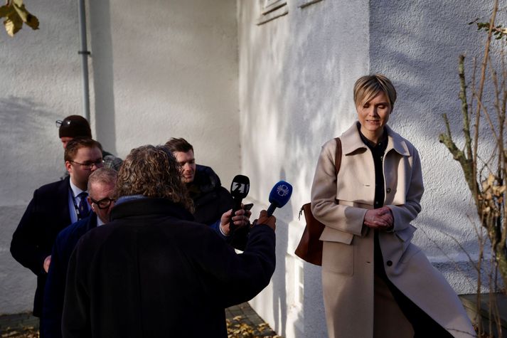 Kristrún ræddi við fréttamenn að loknum fundi með forsetanum.