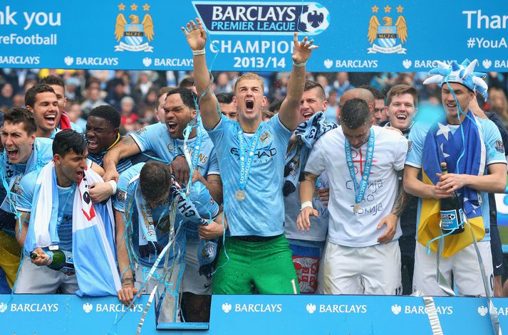 Joe Hart varð tvívegis Englandsmeistari með Man City