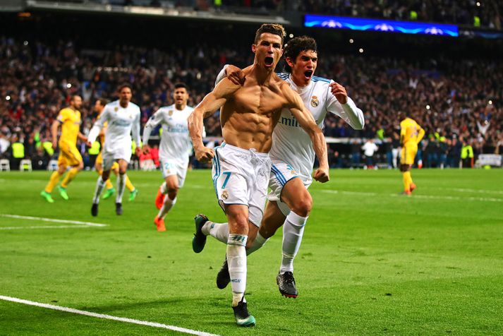 Cristiano Ronaldo fagnar marki á móti Juventus í Meistaradeildinni á síðustu leiktíð.
