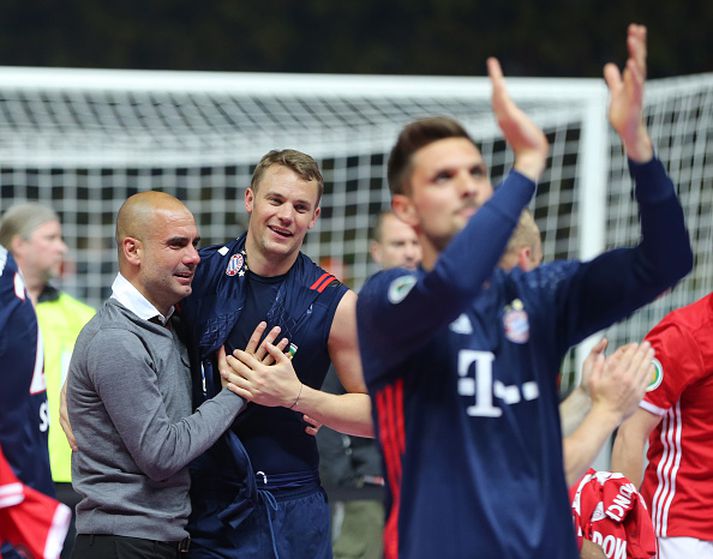 Guardiola og Neuer eftir góðan sigur.