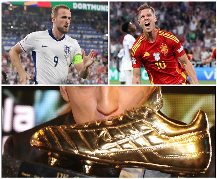 Harry Kane, fyrirliði enska landsliðsins og Spánverjinn Dani Olmo ná forystu í baráttunni um gullskóinn á EM 2024 skori þeir í úrslitaleiknum