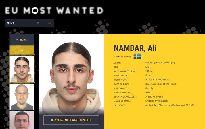 Ali er eftirlýstur af Europol og Interpol.