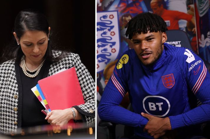 Tyrone Mings sendi Priti Patel tóninn á Twitter.