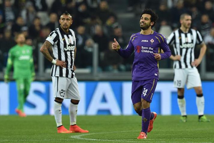Salah var hetja Fiorentina gegn Juventus í gær.